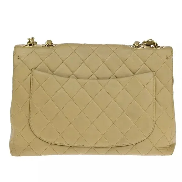 CHANEL CC Matelasse 30 Chain Shoulder Bag Leather Beige GHW Vintage Shoulder Bags